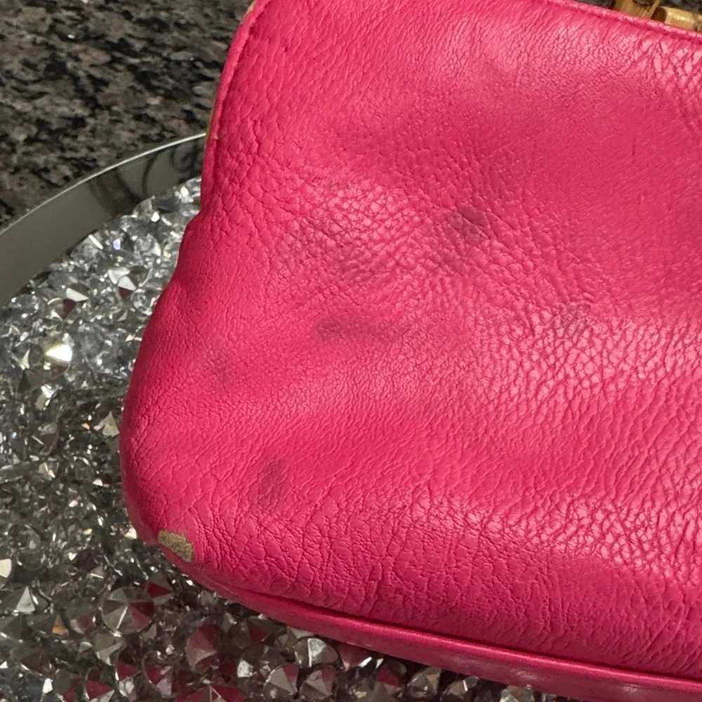 Victoria's Secret Fuchsia Studded Zip Cosmetic Pouch - fair